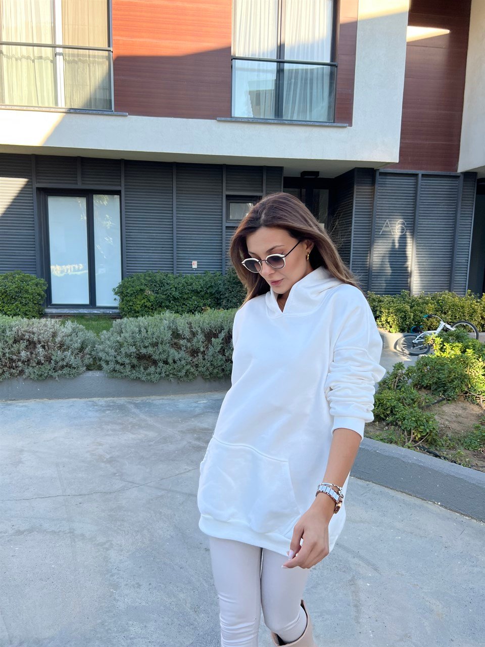 Alyce Kapüşonlu Beyaz Sweatshirts
