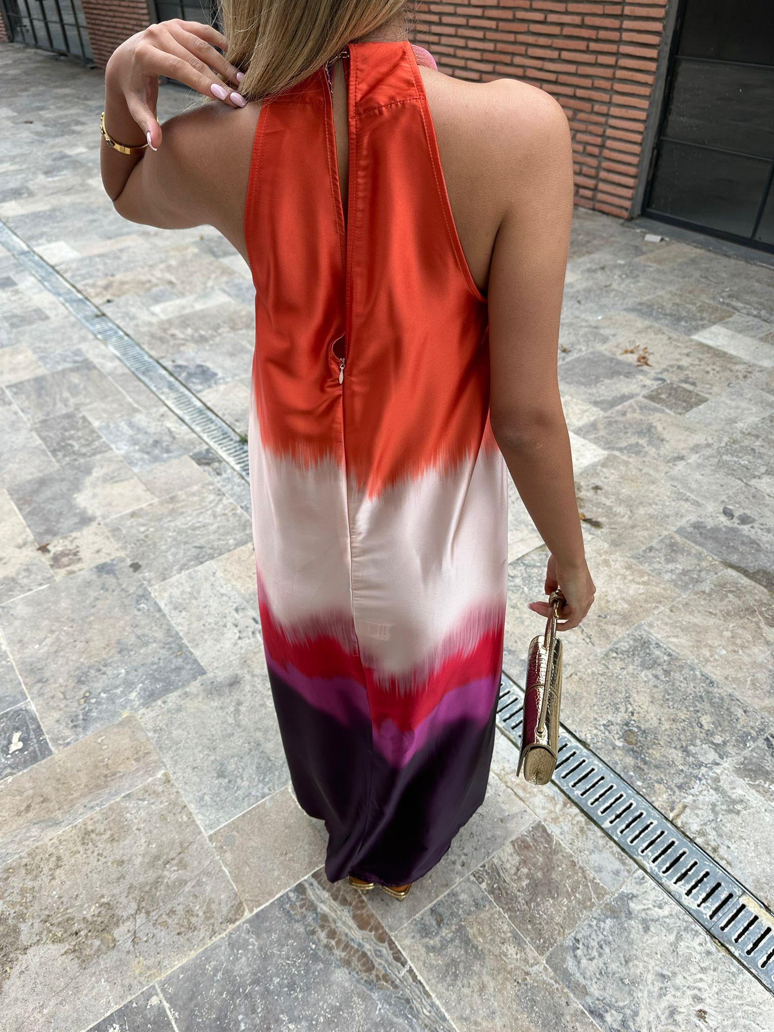 Andrie Kolye Detaylı Batik Desenli Elbise 07062123