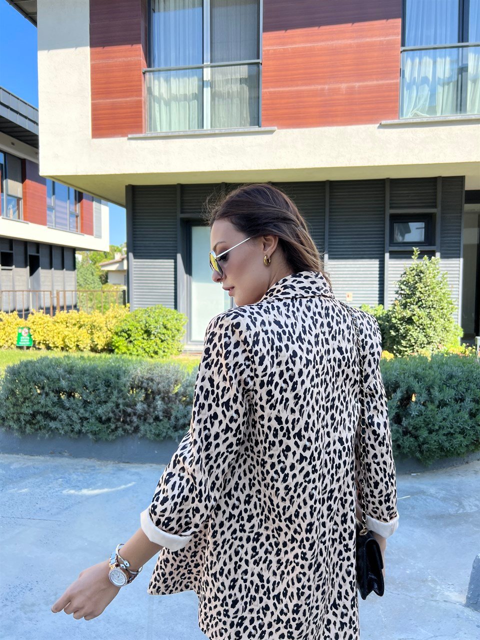 Araminta Tasarım Leopar Desen Blazer Ceket