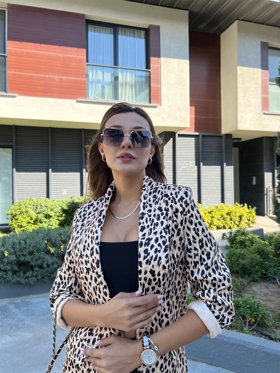 Araminta Tasarım Leopar Desen Blazer Ceket