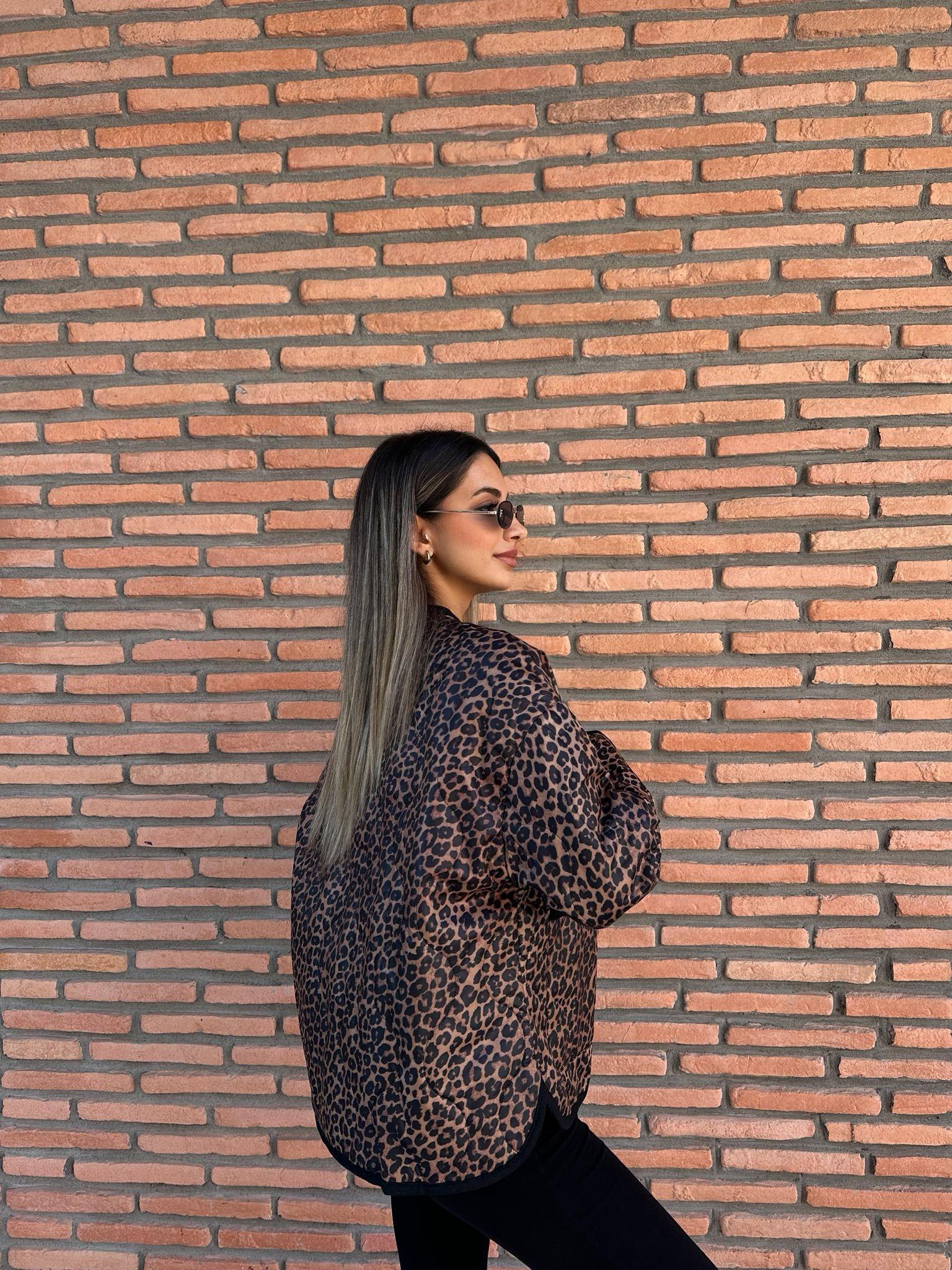 Astarlı Leopar Desen Bomber Mont mnt1019htf