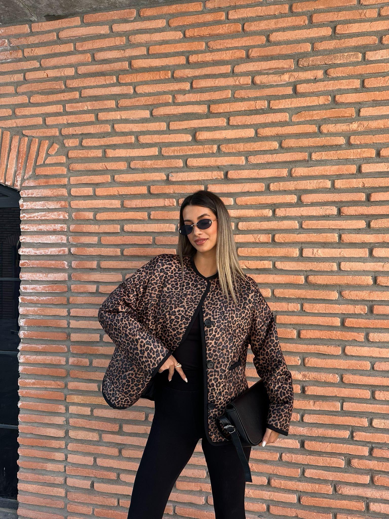 Astarlı Leopar Desen Bomber Mont mnt1019htf