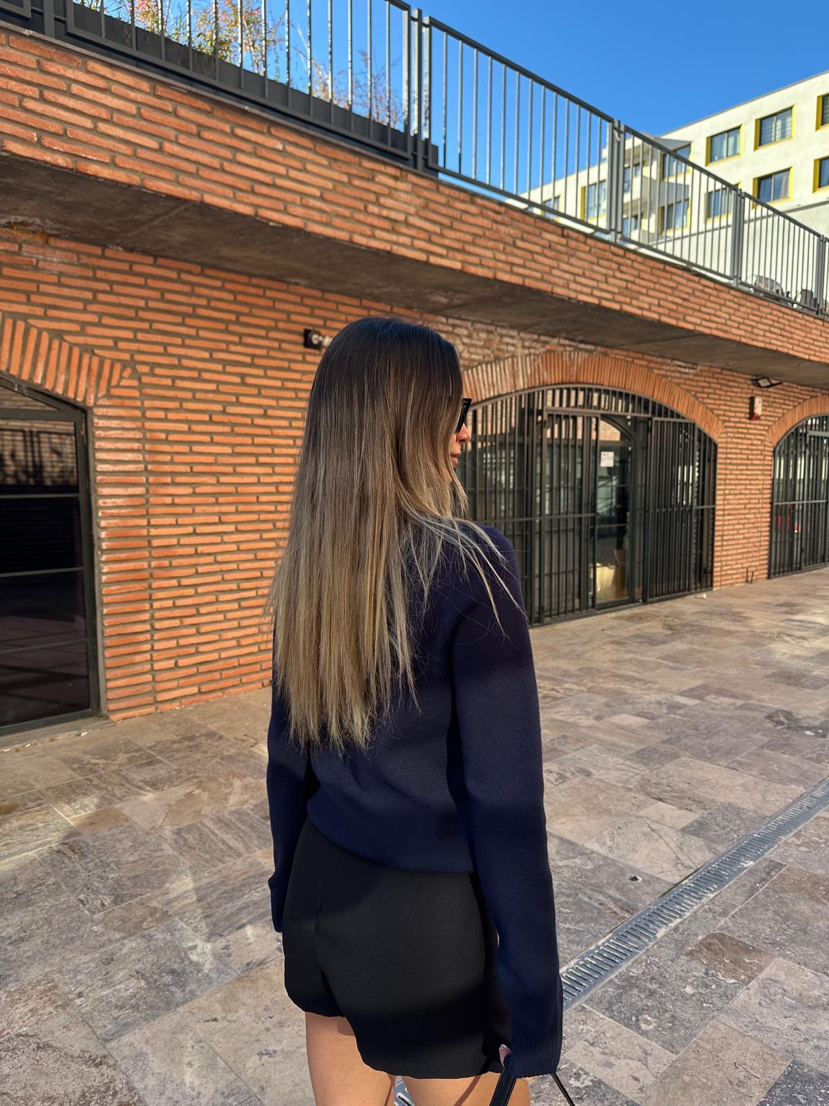Ayıcık Nakışlı Triko Kazak Lacivert kzk2024styq