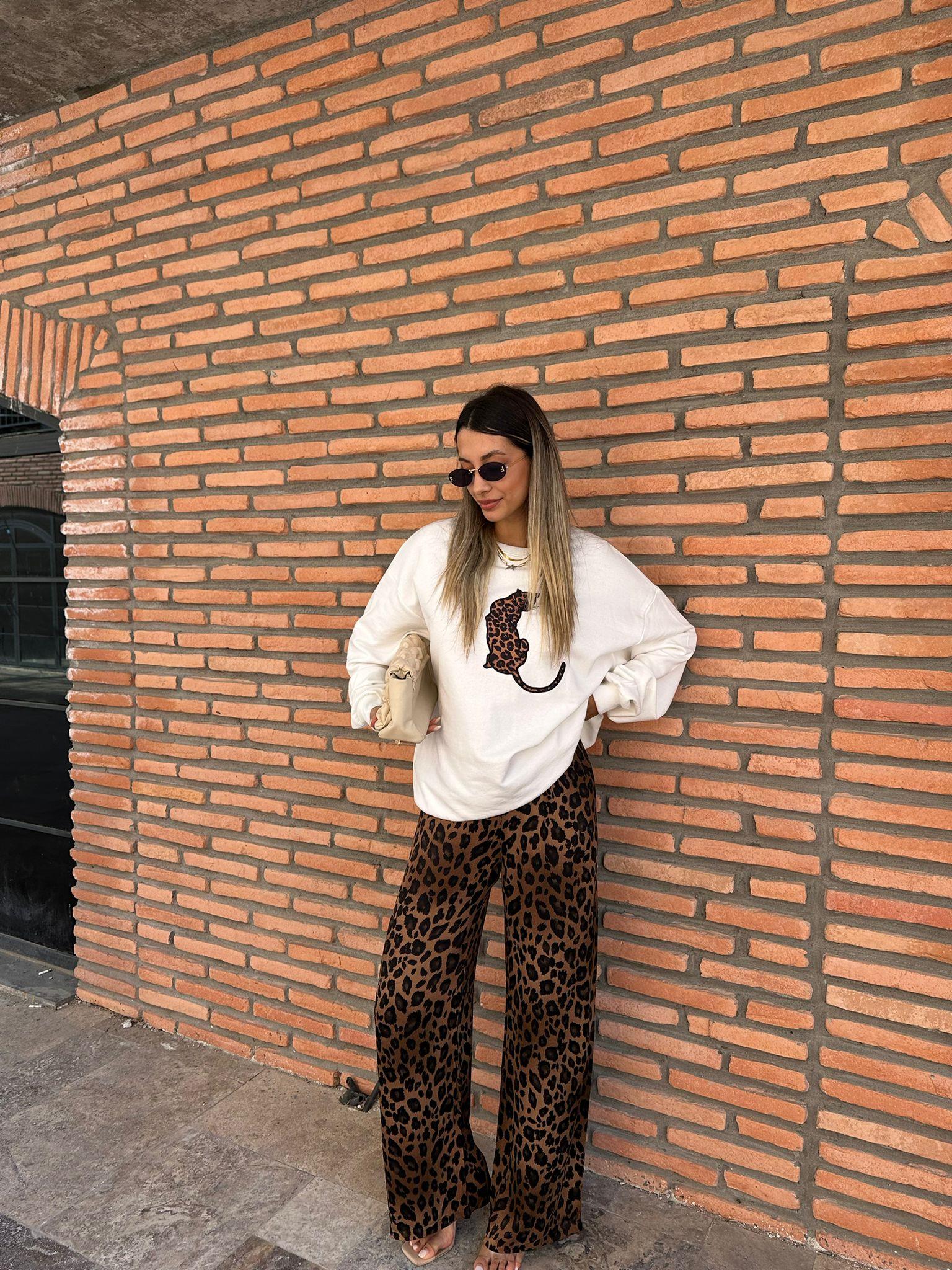 Bel Lastikli Leopar Kahverengi Pantolon pant1024chnc