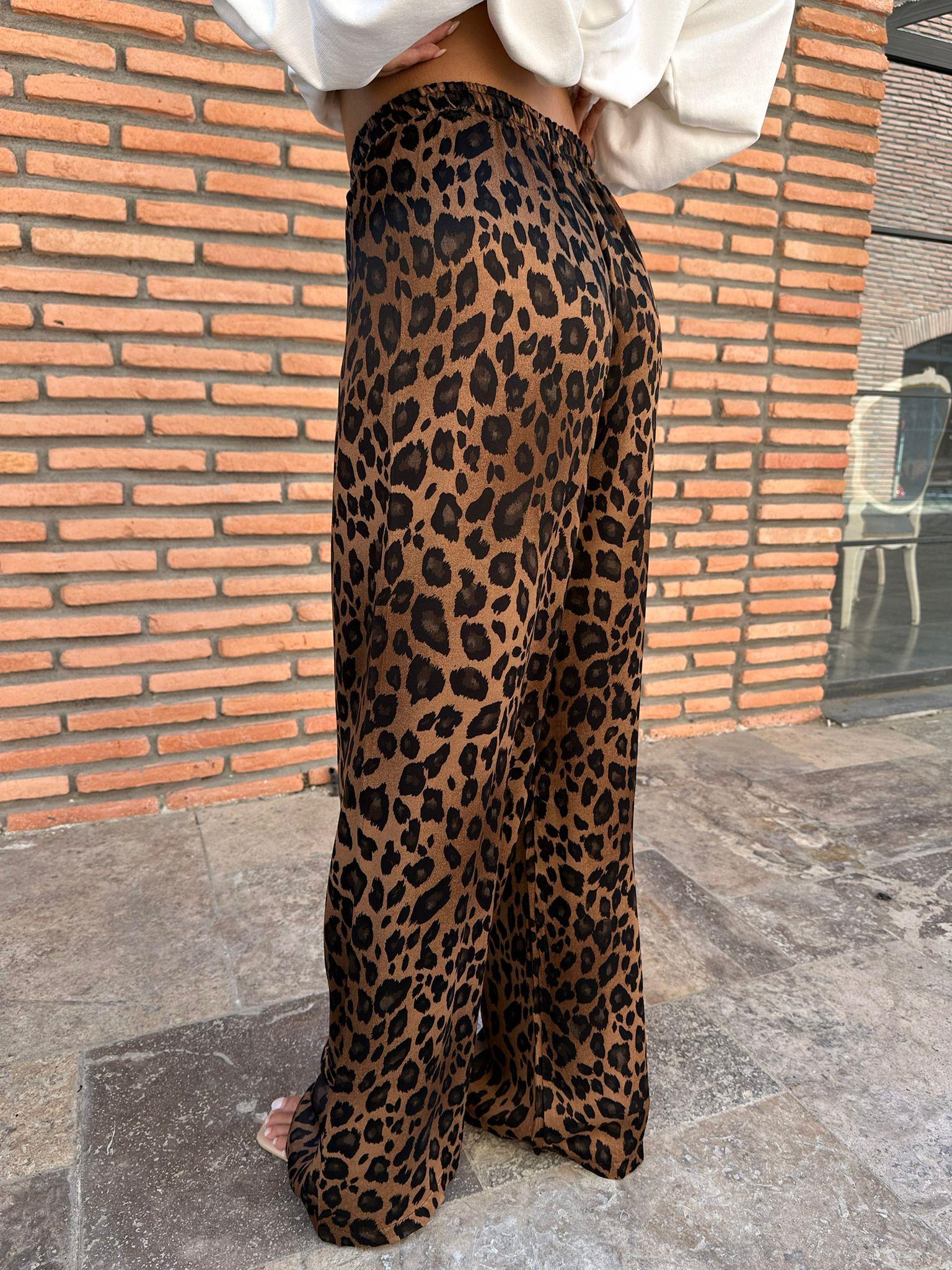 Bel Lastikli Leopar Kahverengi Pantolon pant1024chnc