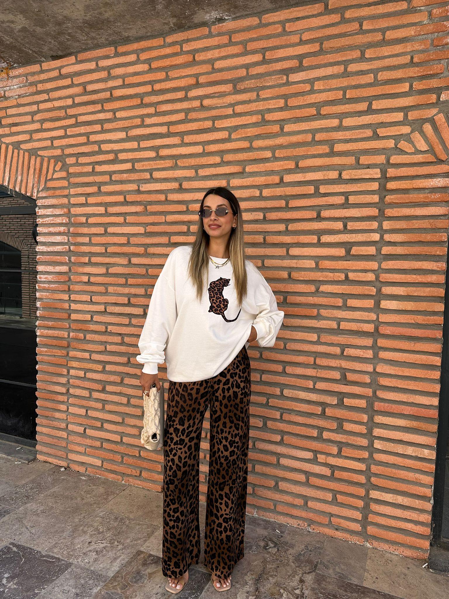 Bel Lastikli Leopar Kahverengi Pantolon pant1024chnc