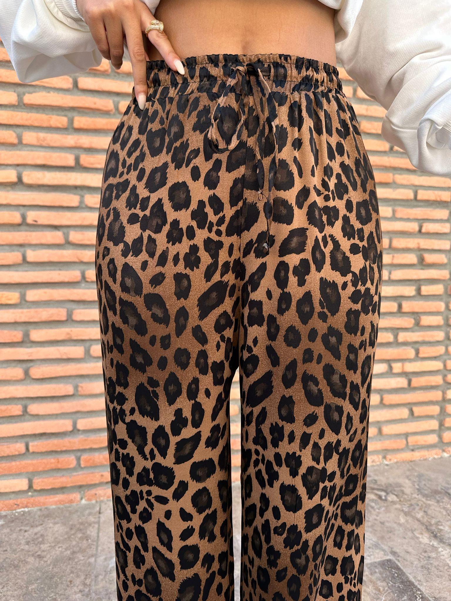 Bel Lastikli Leopar Kahverengi Pantolon pant1024chnc