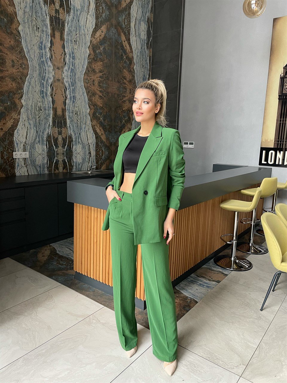 Benetton Yeşili Palazzo Takım