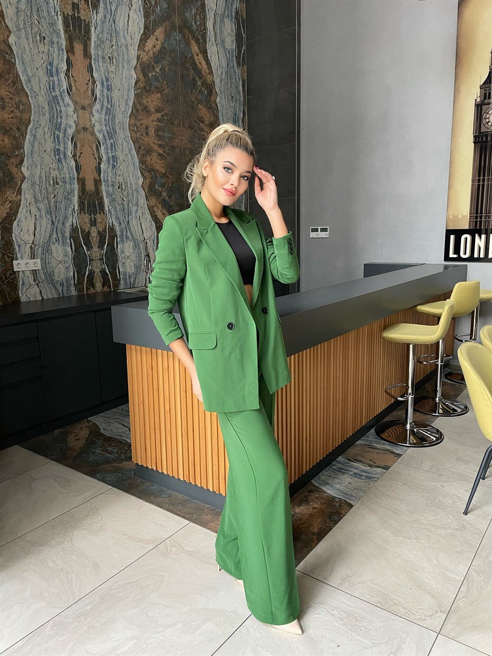Benetton Yeşili Palazzo Takım