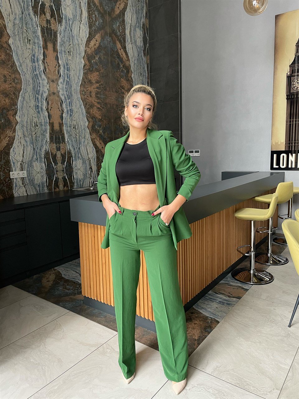Benetton Yeşili Palazzo Takım