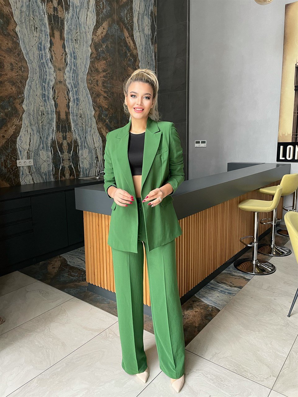 Benetton Yeşili Palazzo Takım