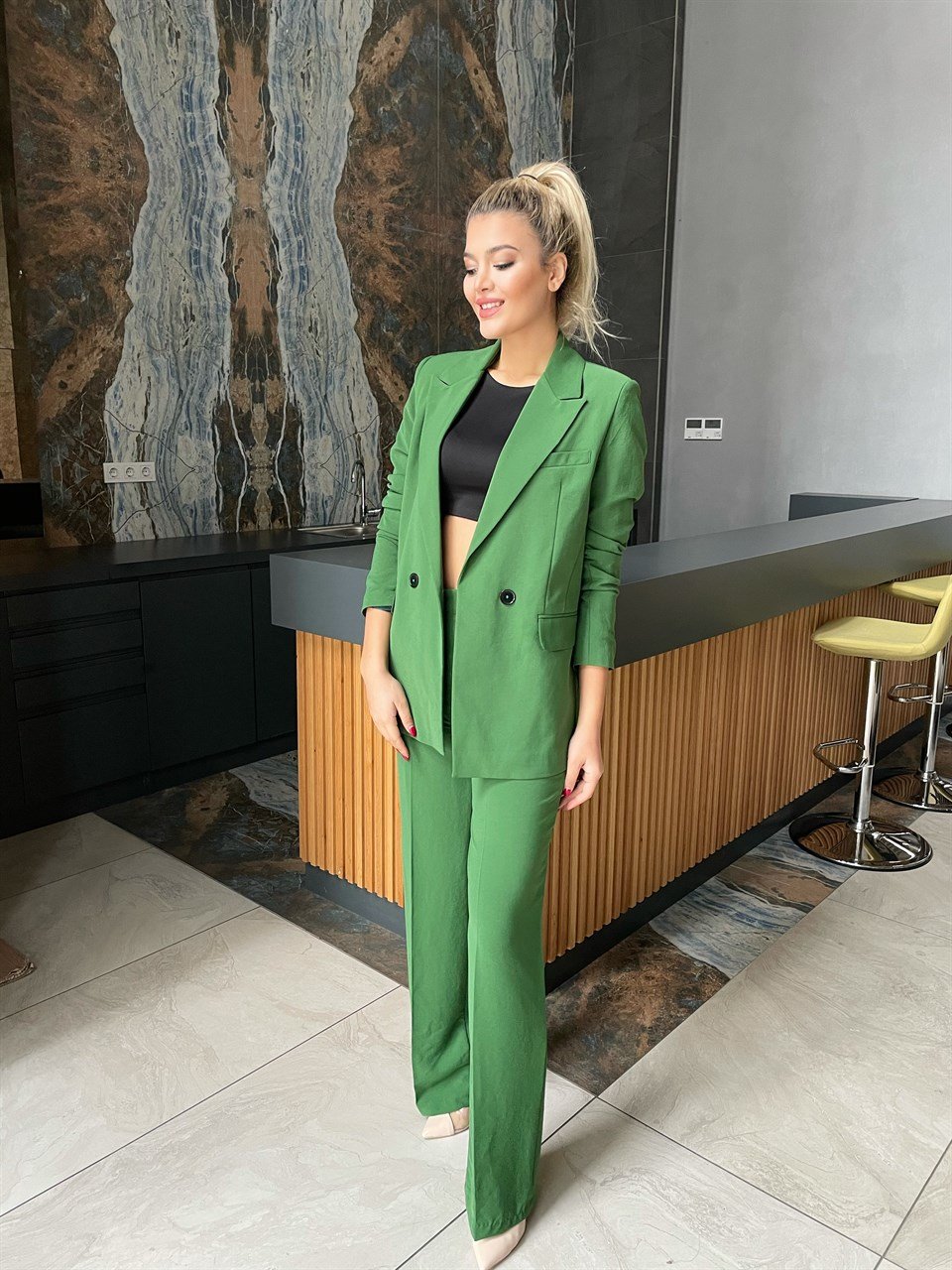 Benetton Yeşili Palazzo Takım