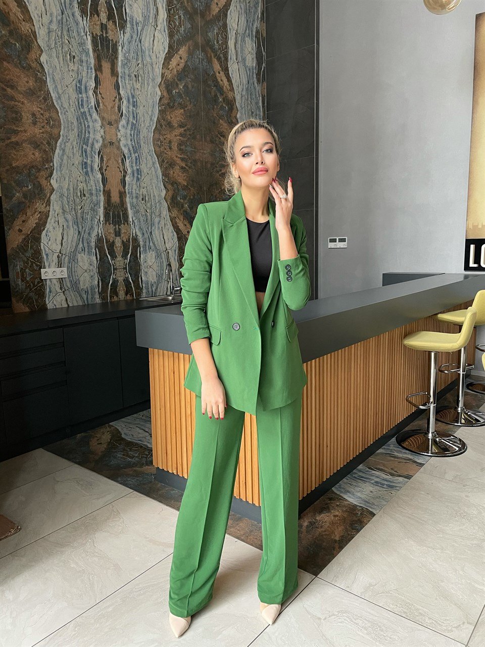 Benetton Yeşili Palazzo Takım