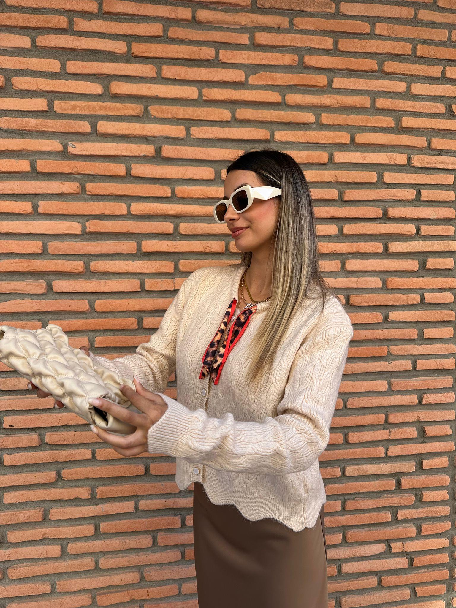 Betty Fular Detay Hırka Taş hrk1029qstyl