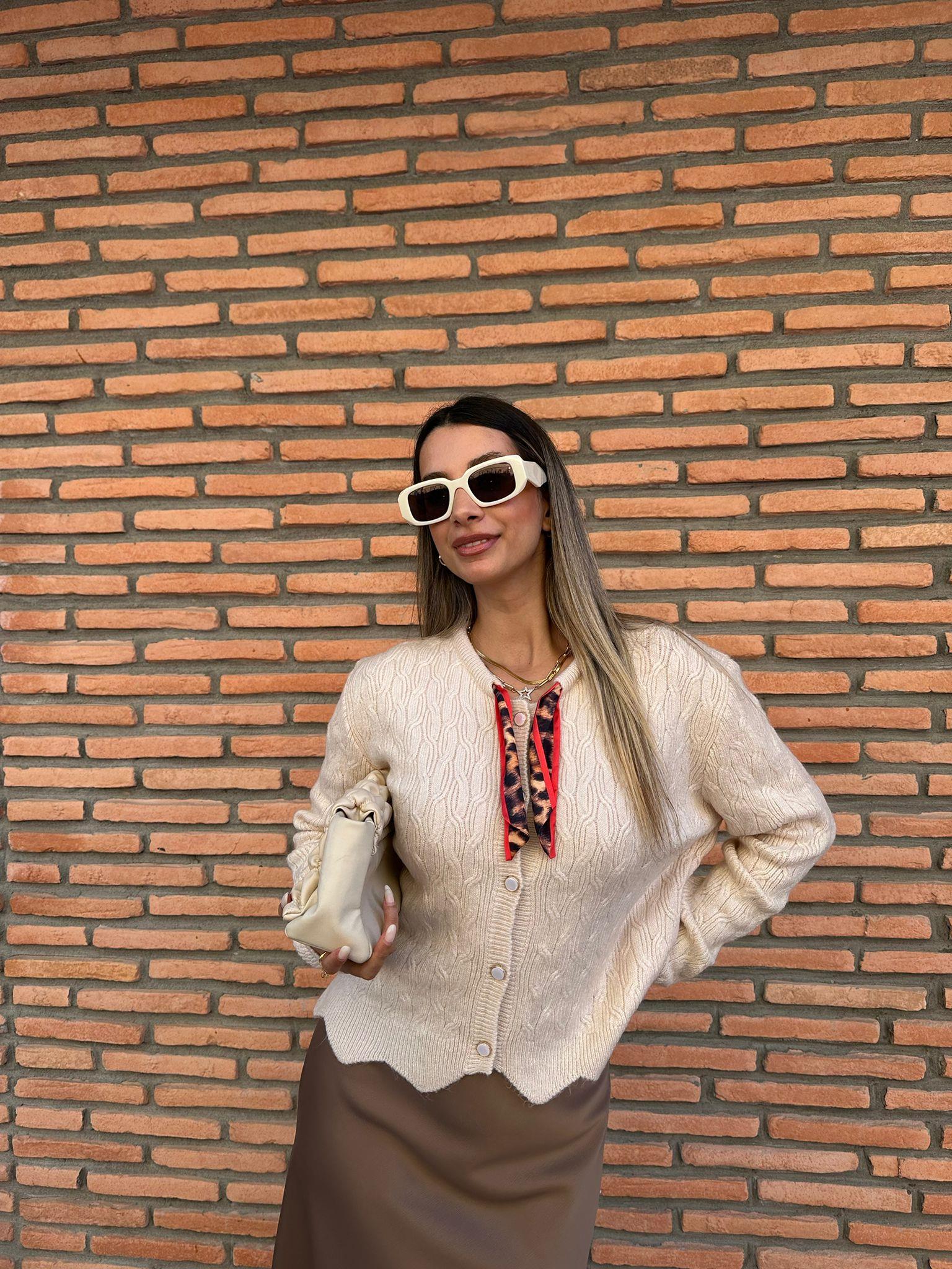 Betty Fular Detay Hırka Taş hrk1029qstyl