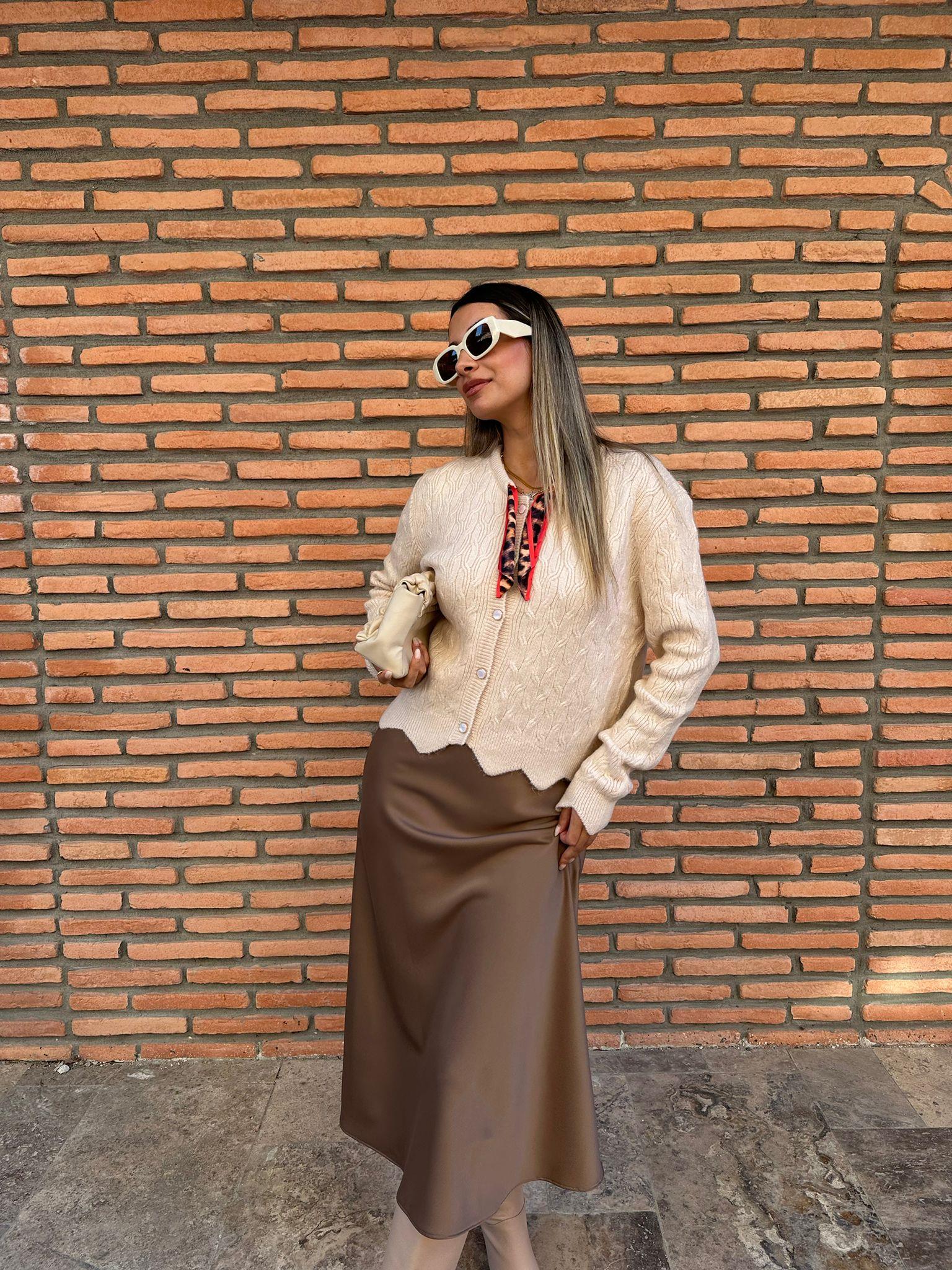 Betty Fular Detay Hırka Taş hrk1029qstyl