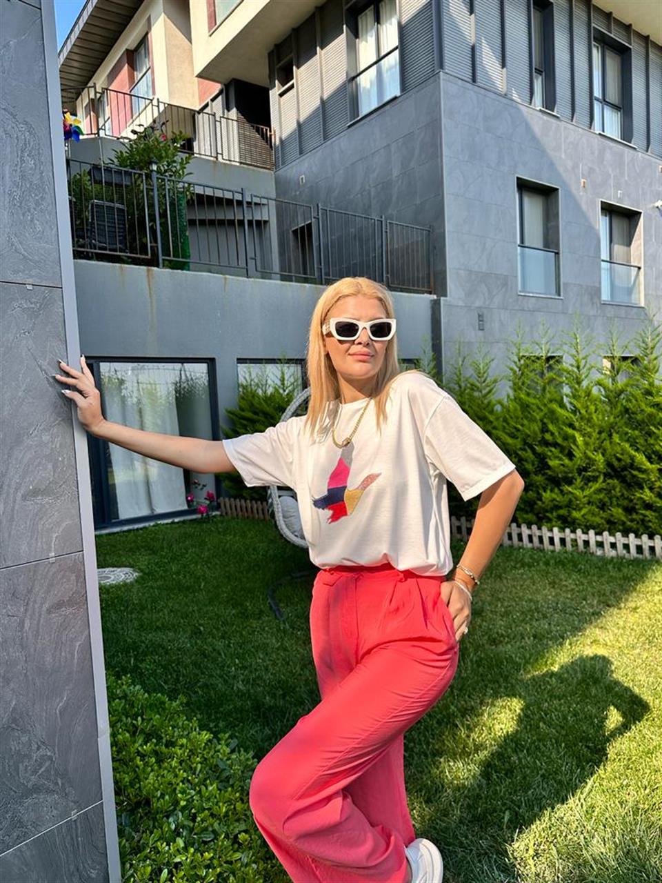 Beym*n Model Pembe Motifli T-shrt 1106273