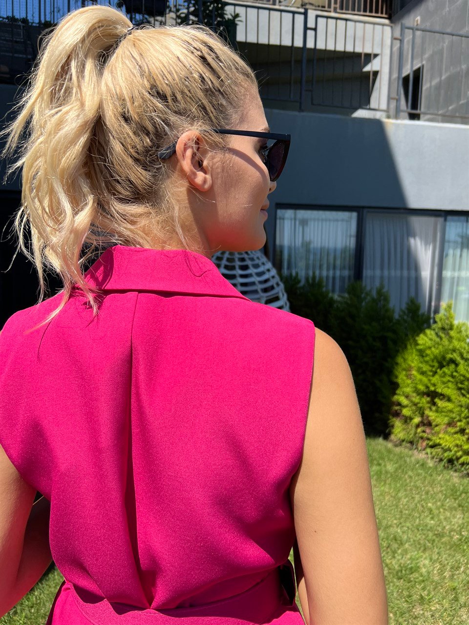 Bianca Piliseli Kemerli Pembe Elbise 