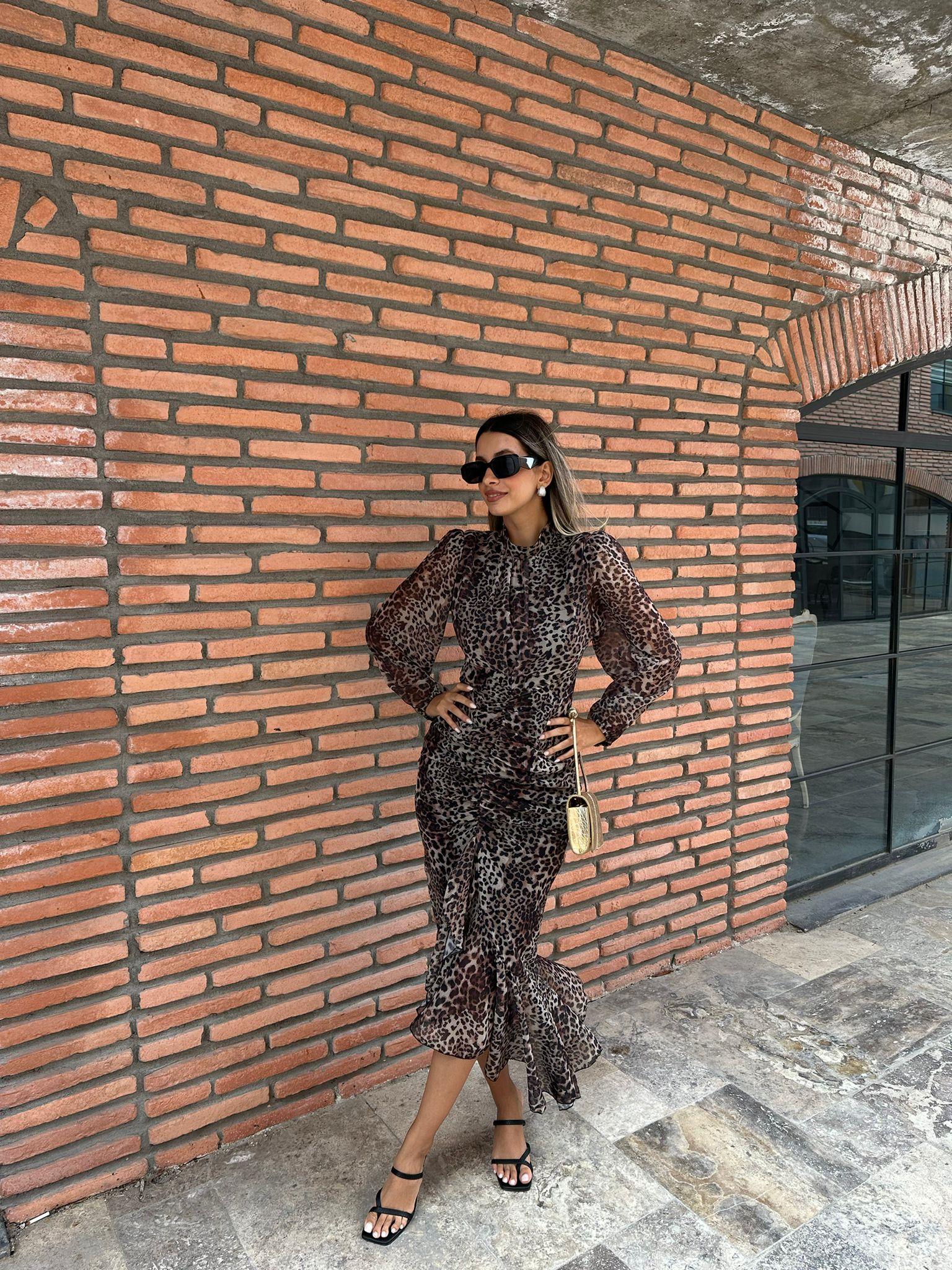 Bimba Leopar Şifon Elbise 070621203