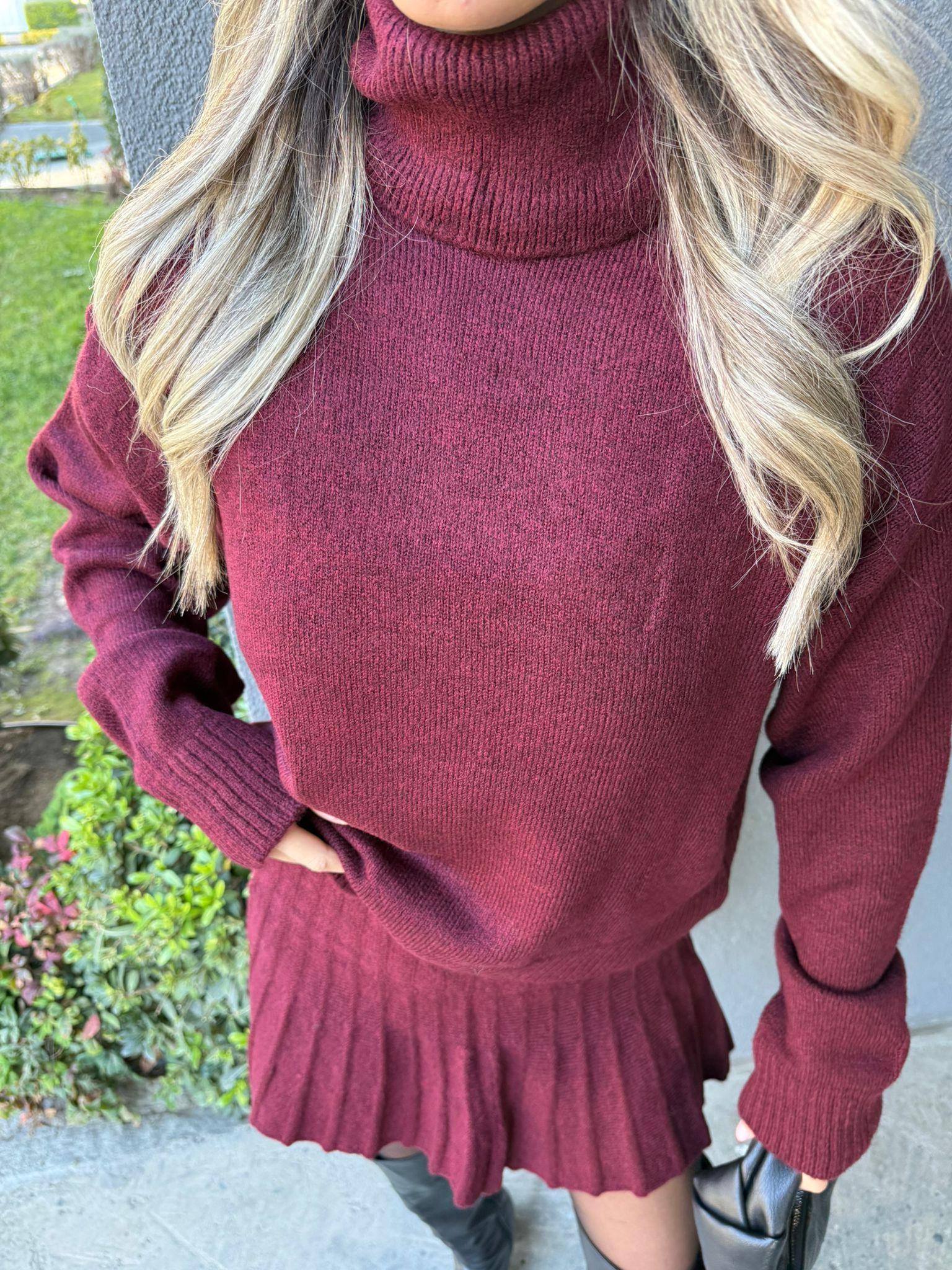 Bordo Pilili Triko Etekli Takım ttkm2095atlt