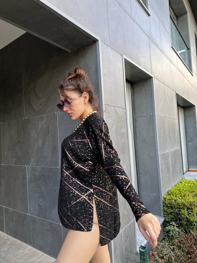 Bronz Varaklı V Yaka Merserize 1707456