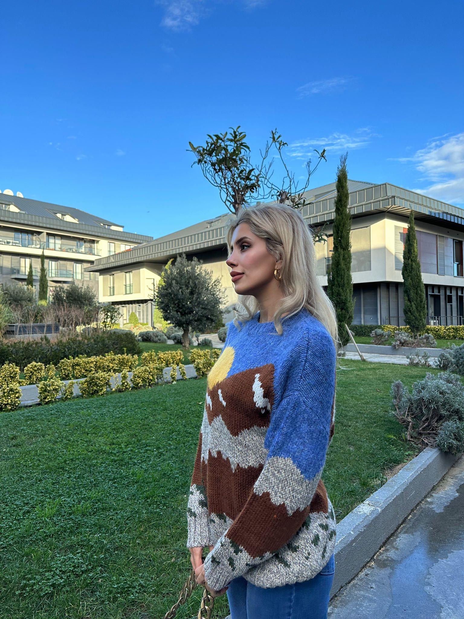 Bulut Güneş Figürlü Kazak 1707578