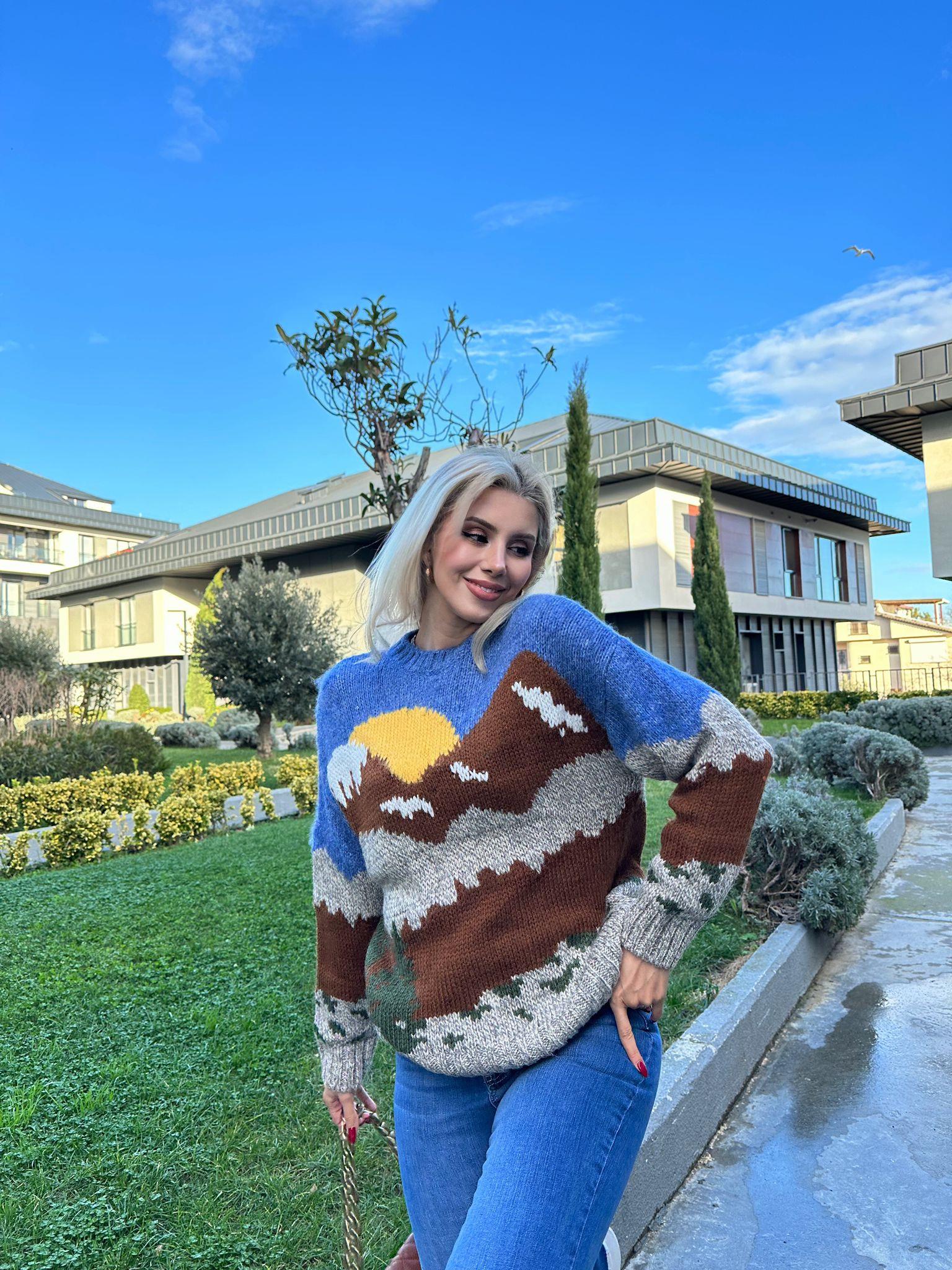 Bulut Güneş Figürlü Kazak 1707578