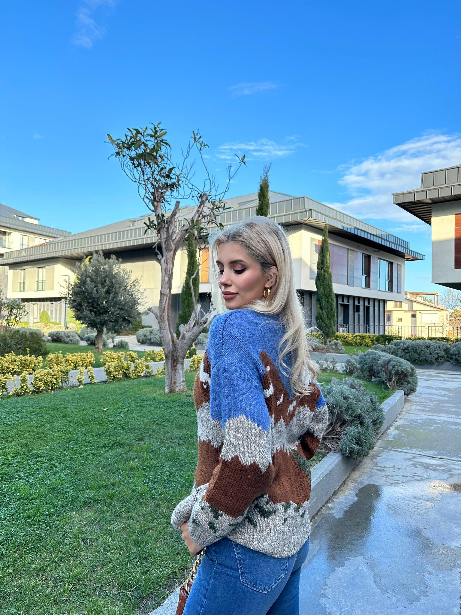 Bulut Güneş Figürlü Kazak 1707578