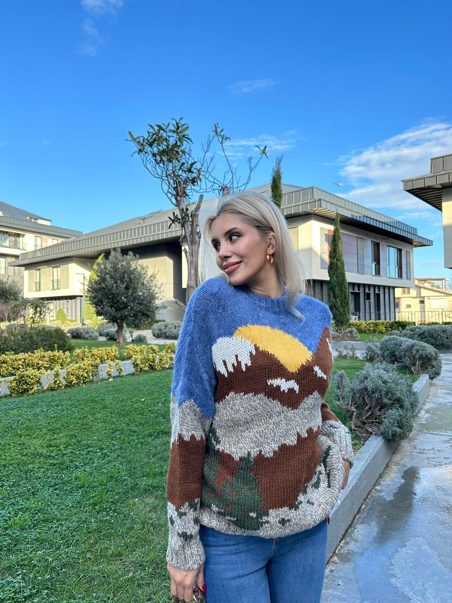 Bulut Güneş Figürlü Kazak 1707578