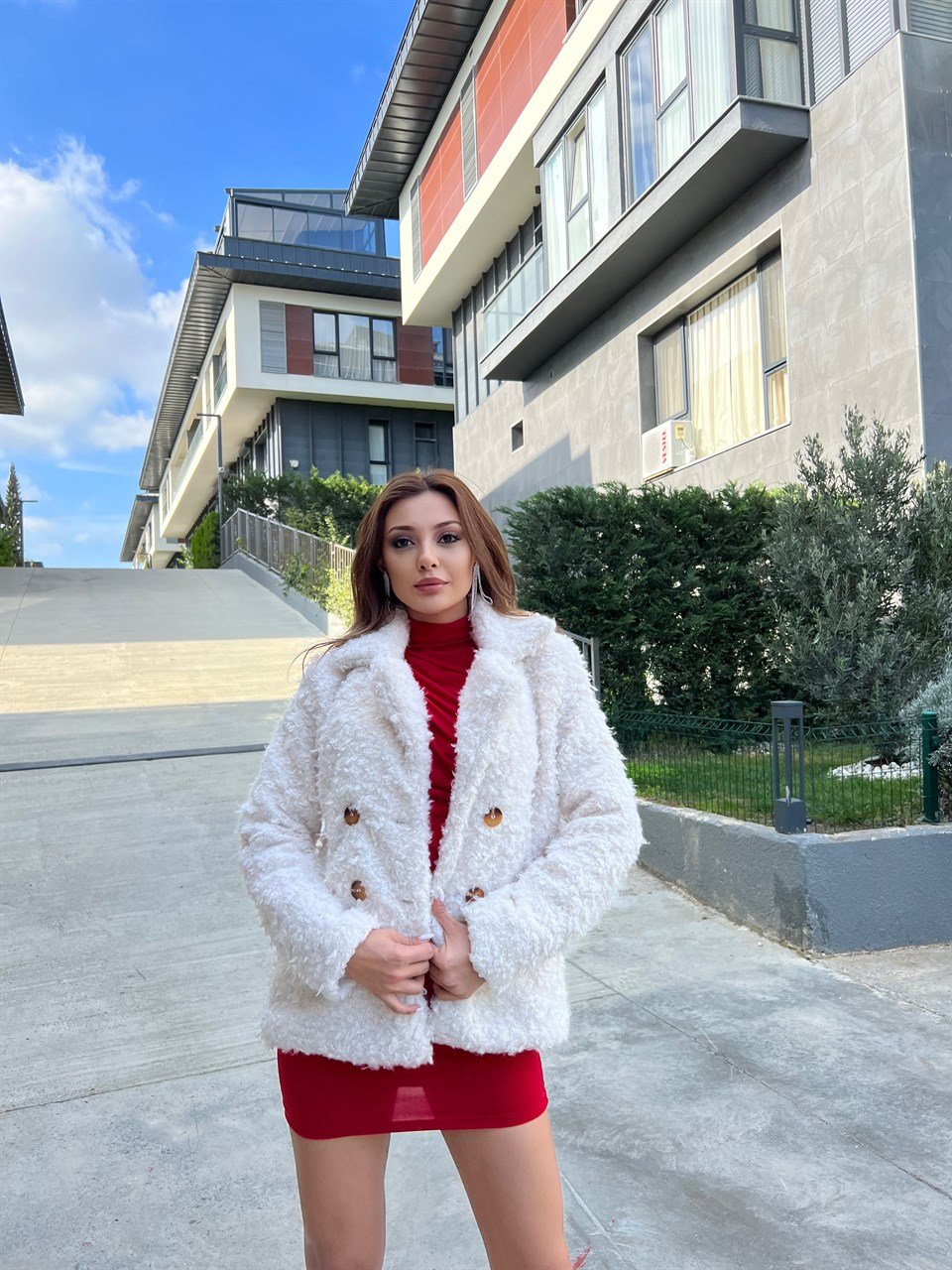 Bürümcük Kumaş Taş Kısa Kaban