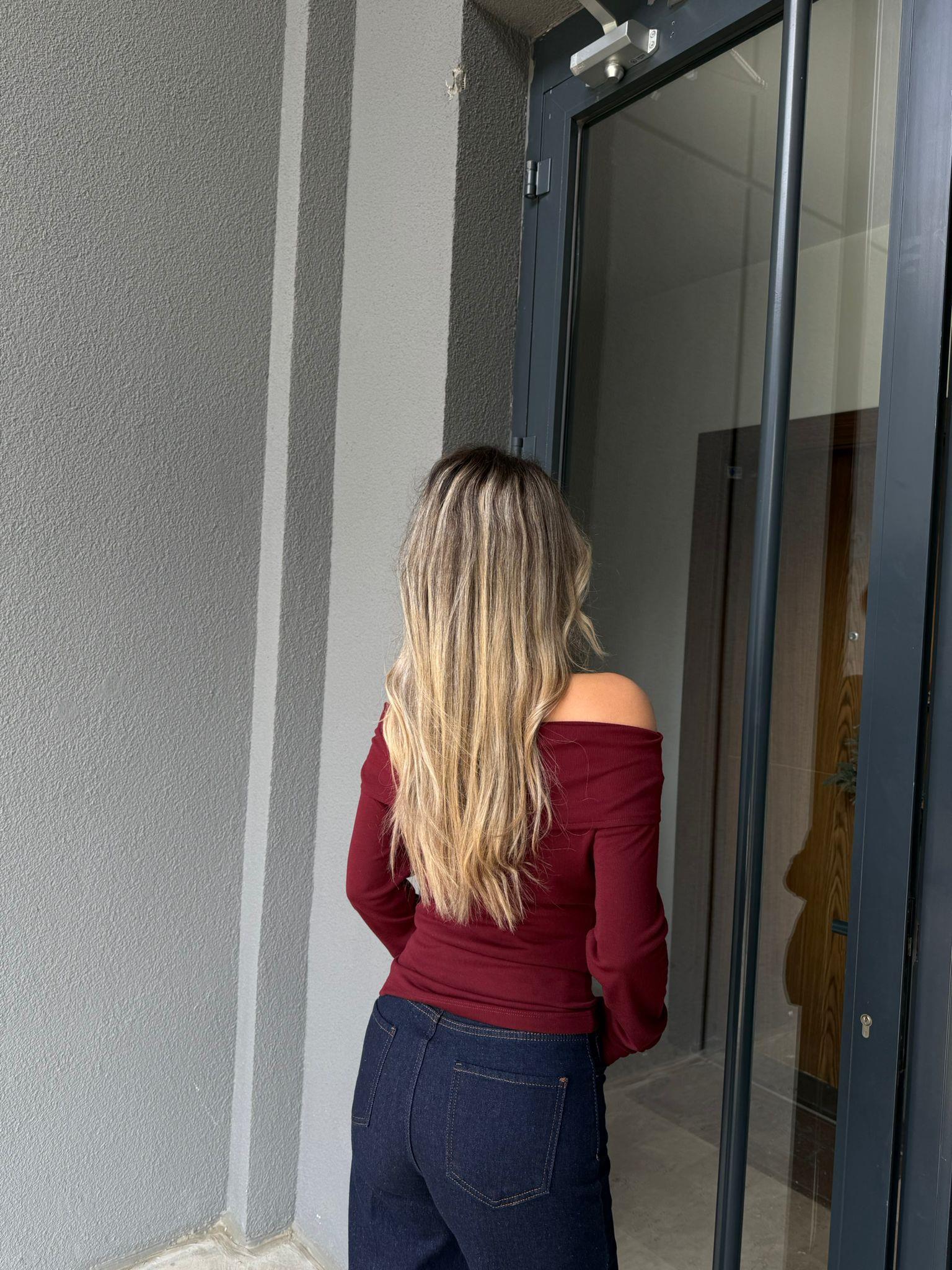 Buzzy Madonna Yaka Aksesuarlı Bluz Bordo blz2187mzr
