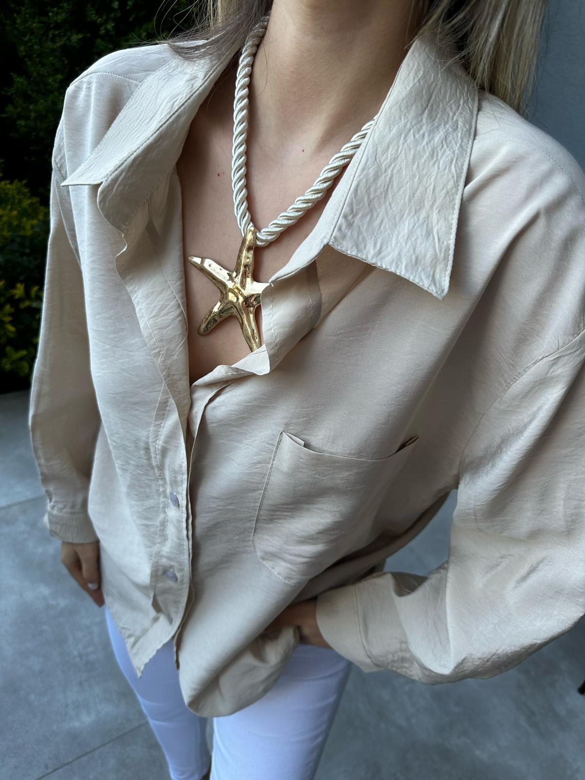 Cepli Oversize Ayrobin Gömlek Kremgmlk2115kd