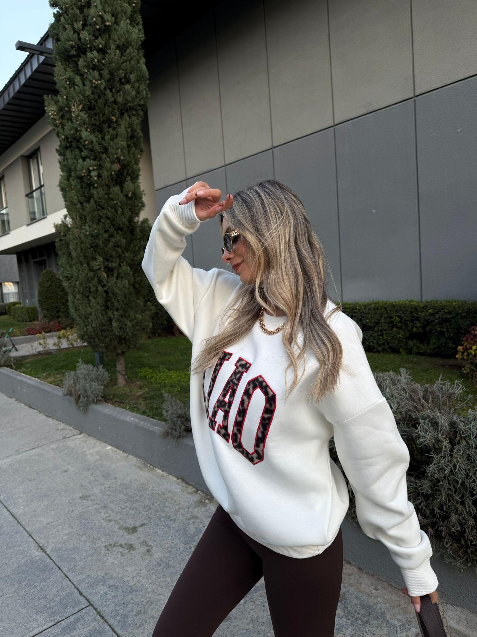 Ciao Bisiklet Yaka Beyaz Sweat swt2096pnkpm