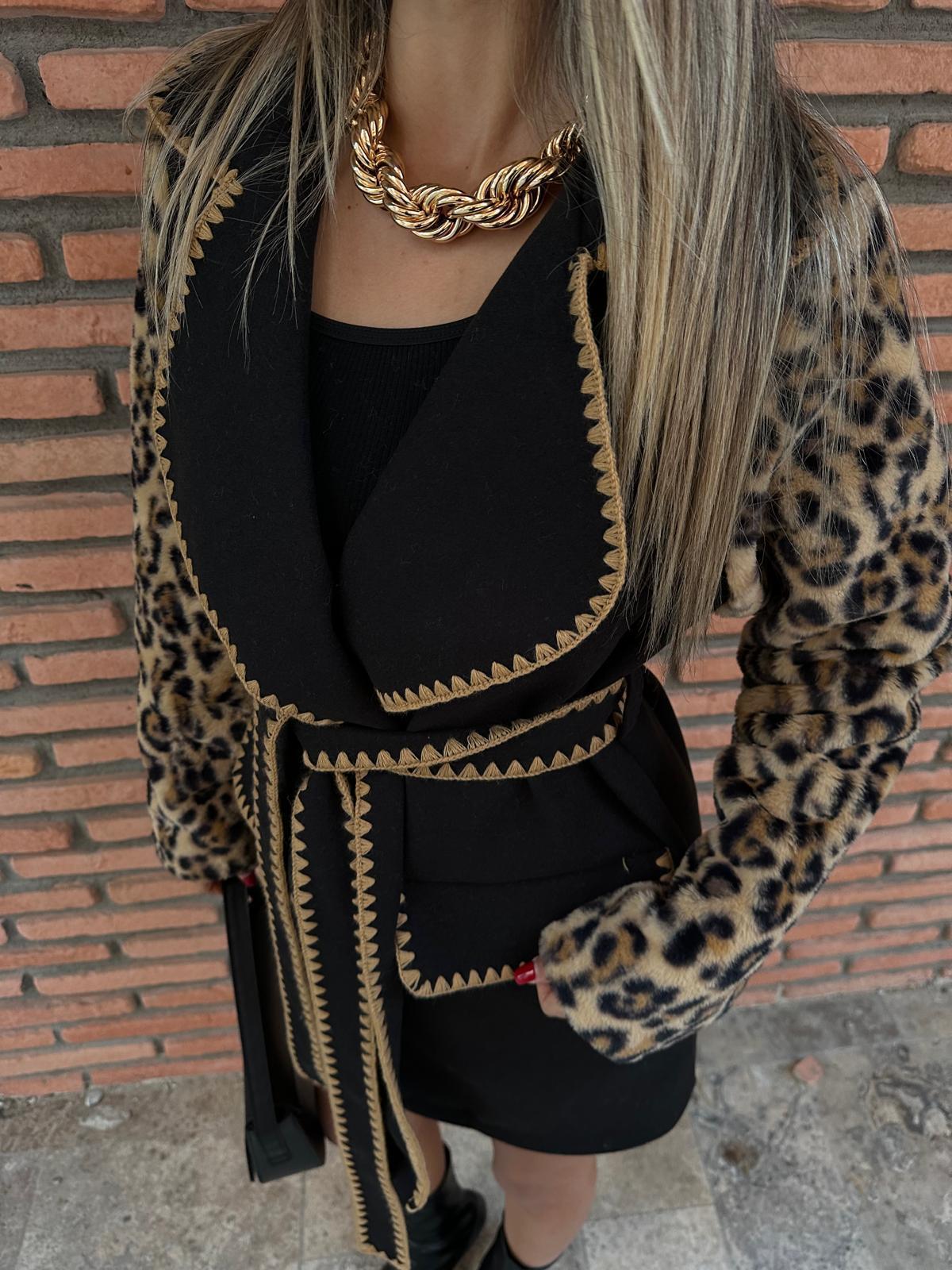 Çoban Dikişli Leopar Kaşe Kaban kbn1093rvd