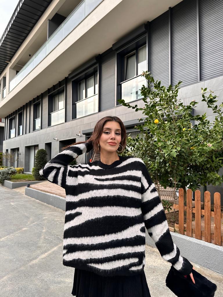 Deluxe Zebra Desen Kazak Siyah 1707485