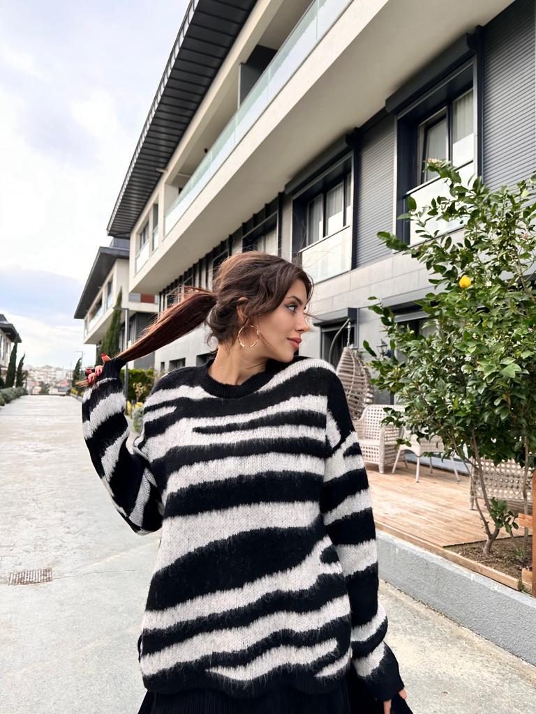 Deluxe Zebra Desen Kazak Siyah 1707485