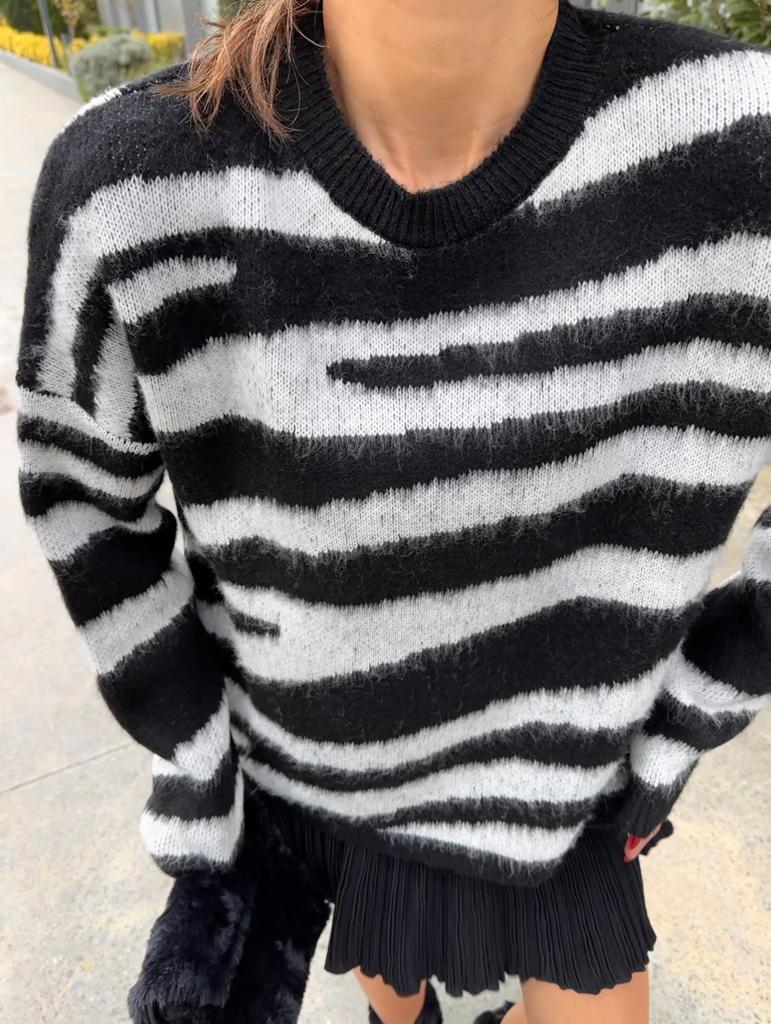 Deluxe Zebra Desen Kazak Siyah 1707485