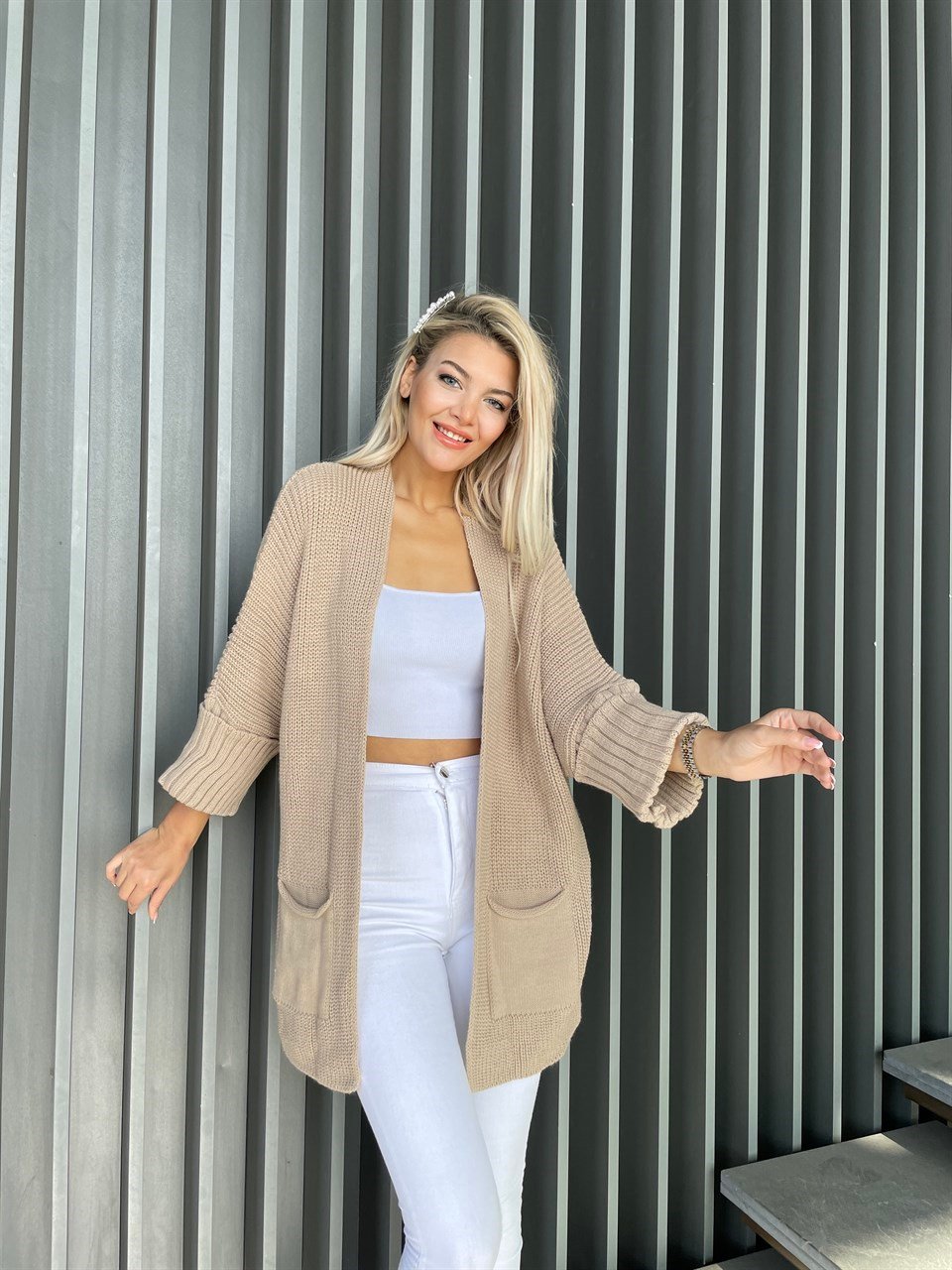 Duble Kol Camel Hırka