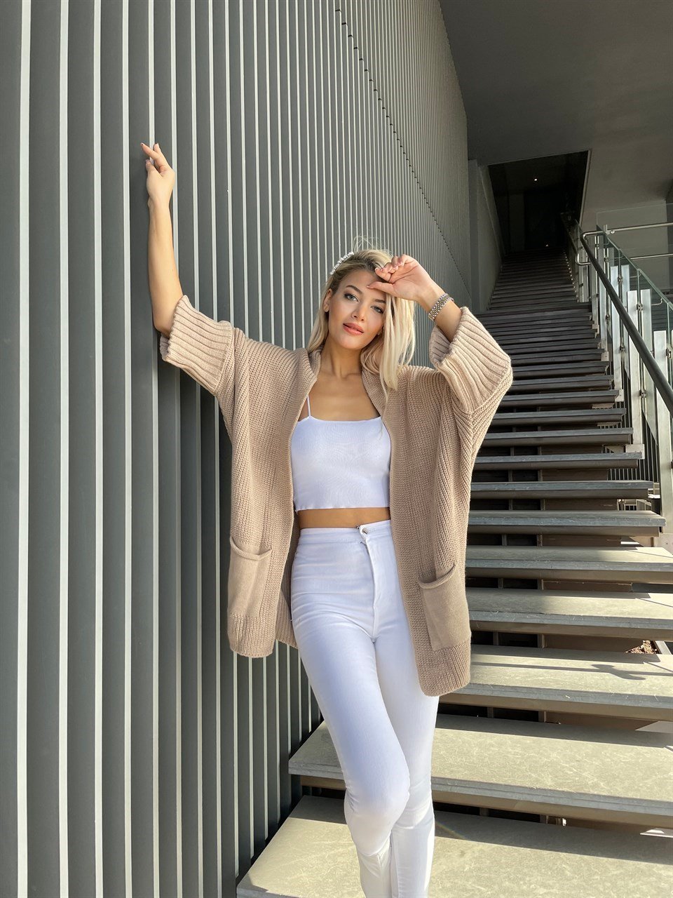 Duble Kol Camel Hırka