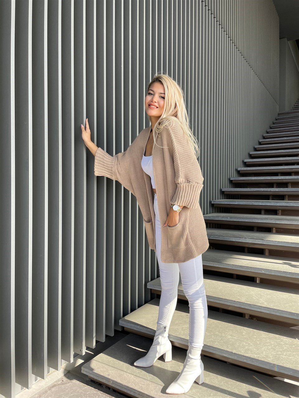 Duble Kol Camel Hırka