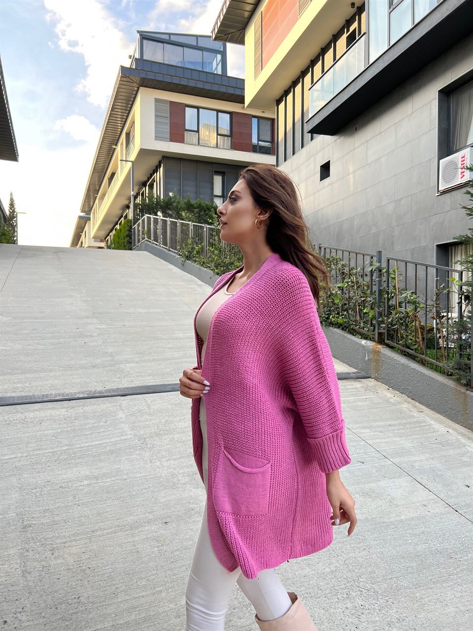 Duble Kol Pembe Hırka