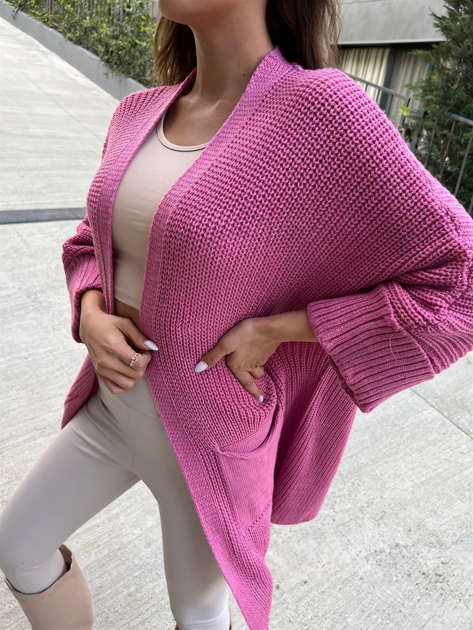 Duble Kol Pembe Hırka