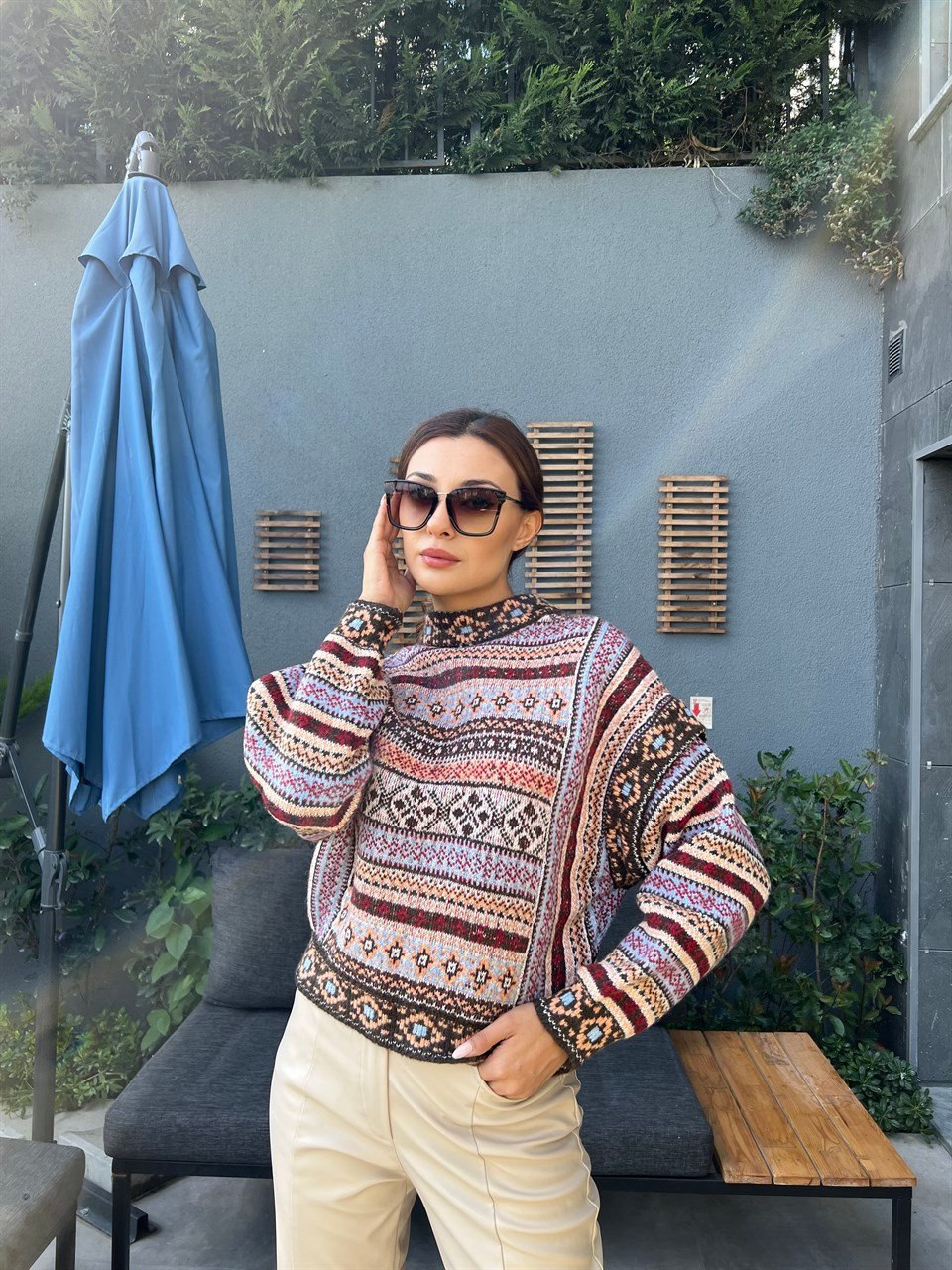 Dulcie Etnik Desen Yumoş Kazak