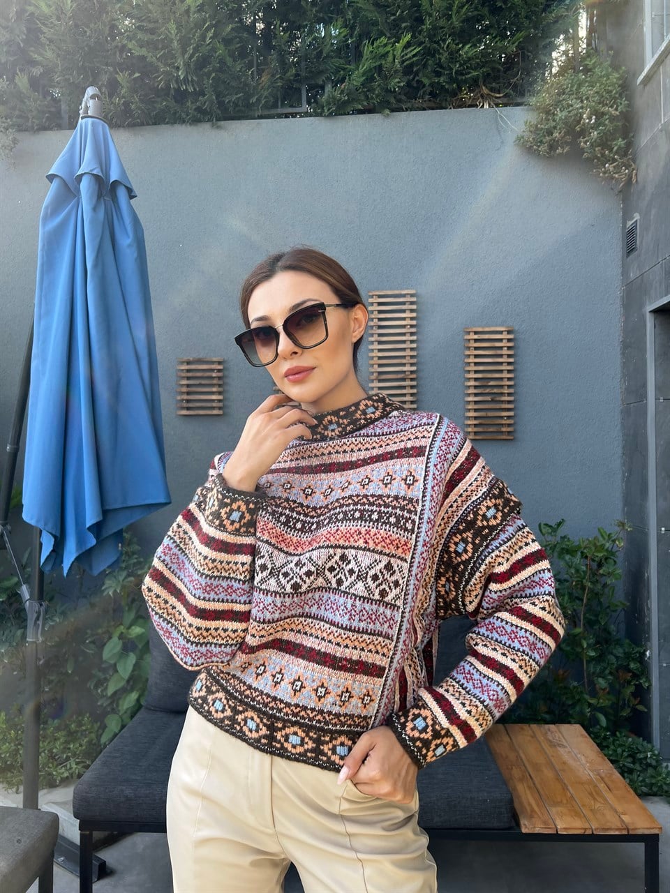 Dulcie Etnik Desen Yumoş Kazak