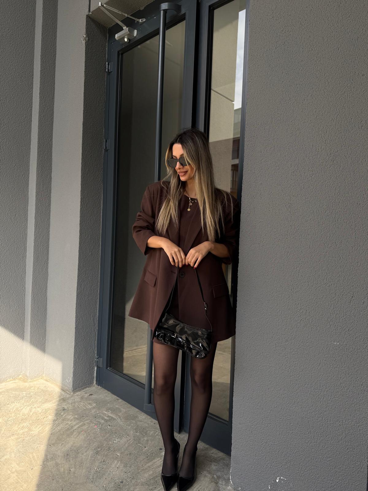 Elbise Ceket Takım Kahverengi tkm2203swmn