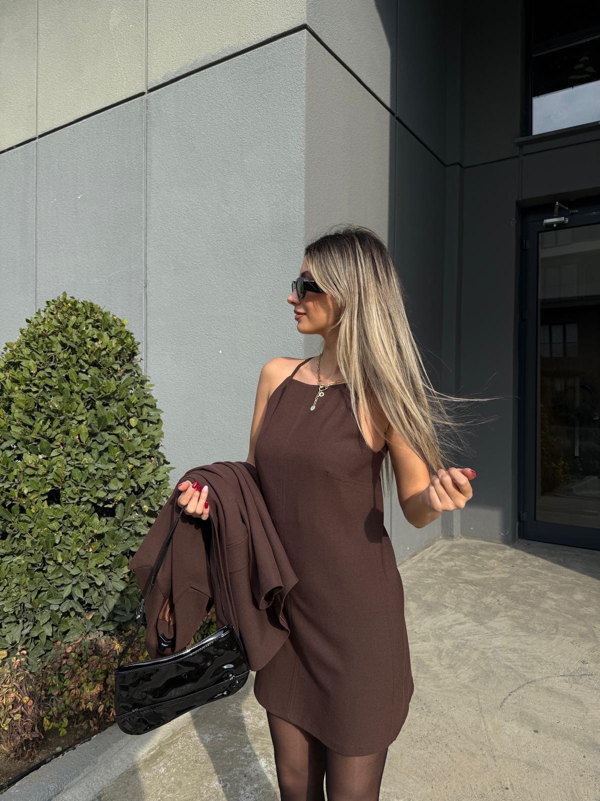 Elbise Ceket Takım Kahverengi tkm2203swmn