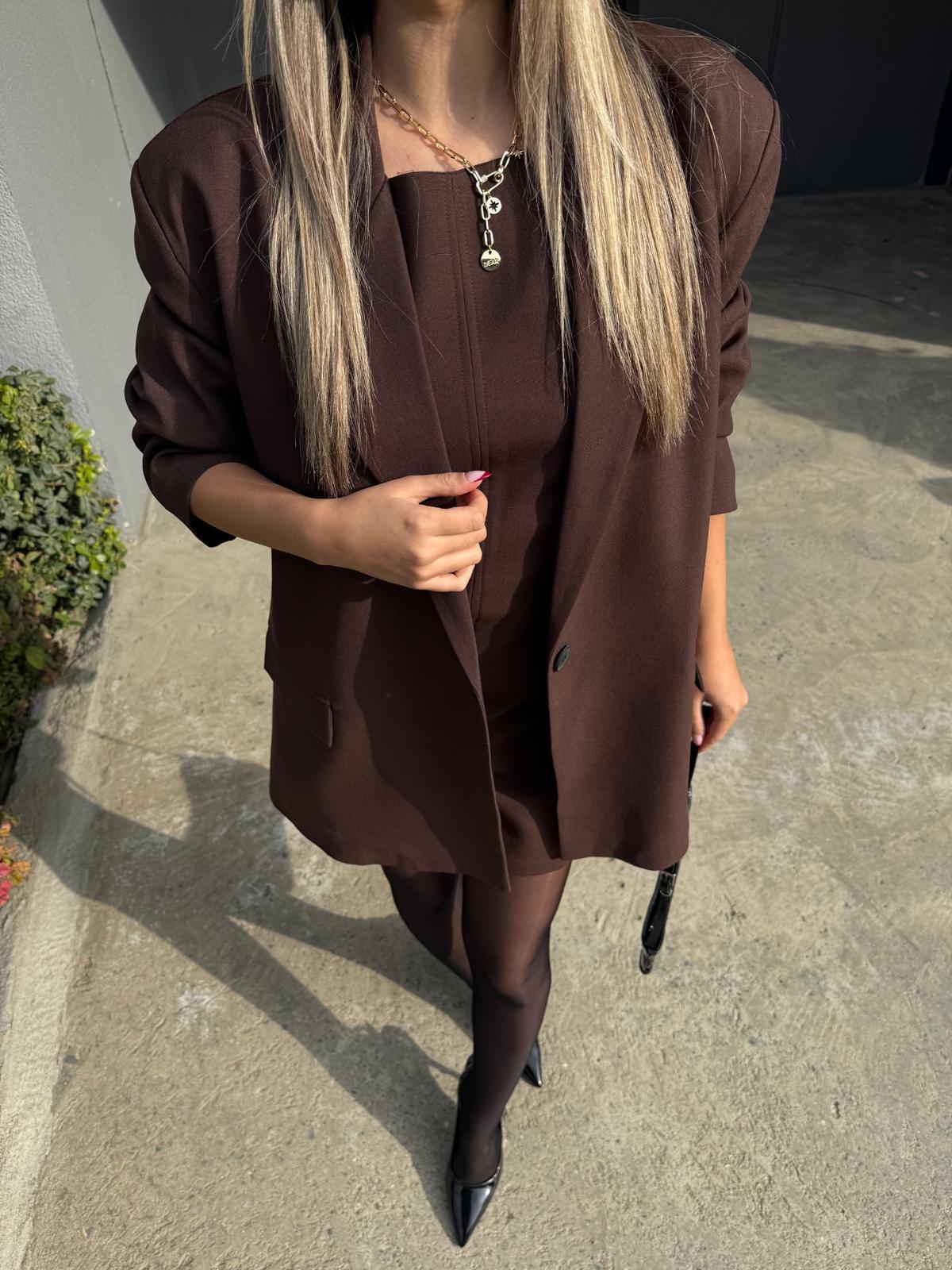 Elbise Ceket Takım Kahverengi tkm2203swmn