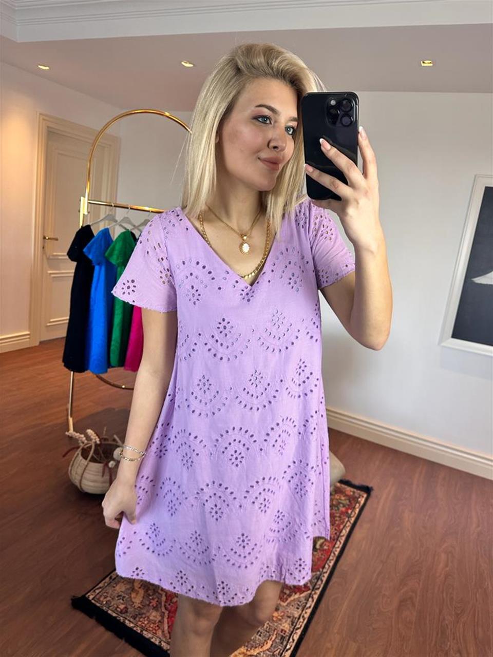 Emily Astarlı Fisto Elbise Lila 1505234