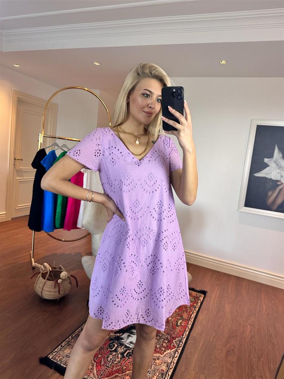 Emily Astarlı Fisto Elbise Lila 1505234