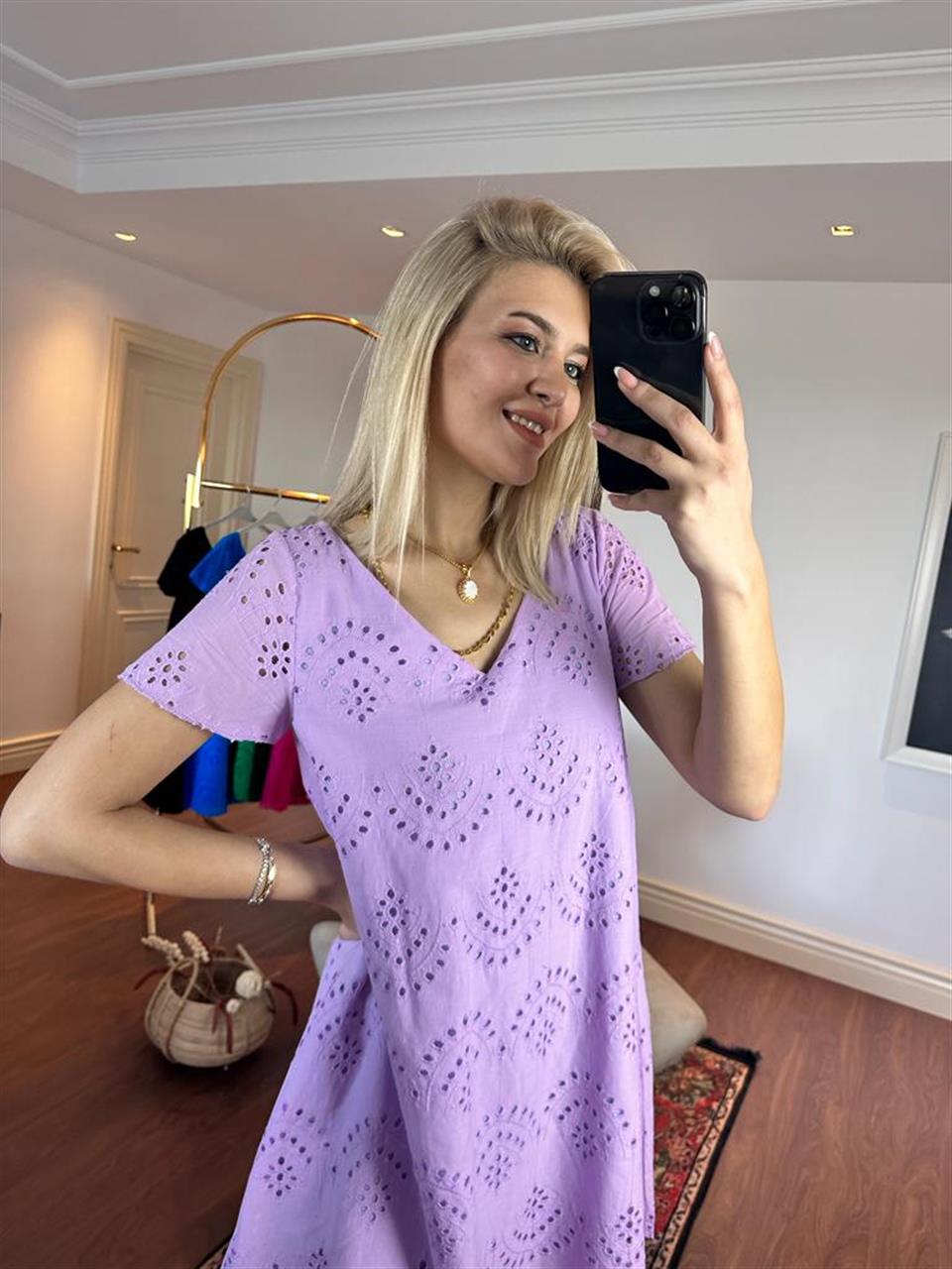 Emily Astarlı Fisto Elbise Lila 1505234